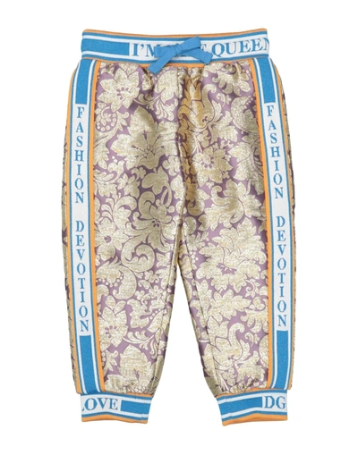 Dolce & Gabbana Babies'  Toddler Girl Pants Gold Size 5 Polyester, Silk, Metallic Fiber, Viscose