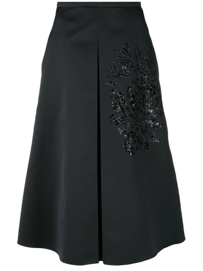 Rochas Sequin Embroidery Flared Skirt In Black