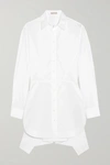 Alaïa Cotton-poplin Peplum Shirt In Bianco