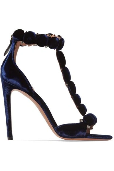 Alaïa Bombe Studded Velvet Sandals