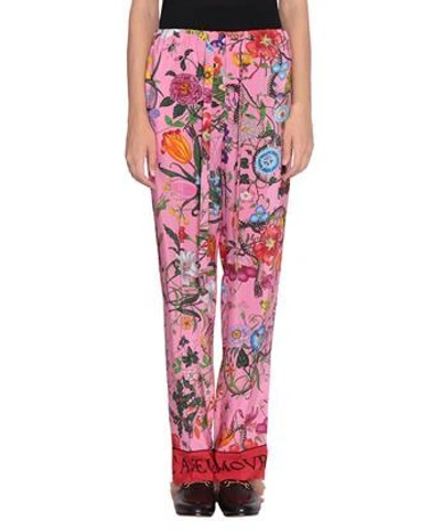 Gucci Flora Snake Crepe De Chine Trousers In Rosa
