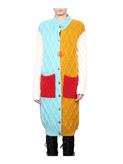 Fausto Puglisi Color Block Wool Cardigan In Multicolor