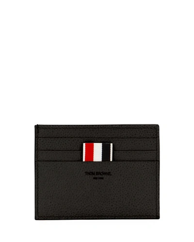 Thom Browne Pebbled Leather Card Case, Black