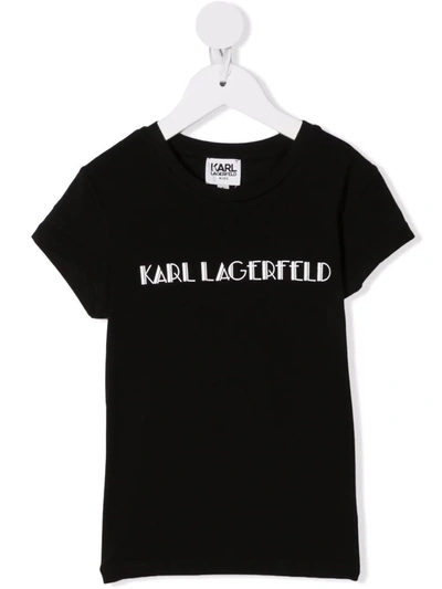 Karl Lagerfeld Kids' Logo-print Short-sleeve T-shirt In Black