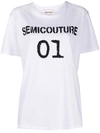 Semicouture Noemie Cotton T-shirt With Logo Print In White
