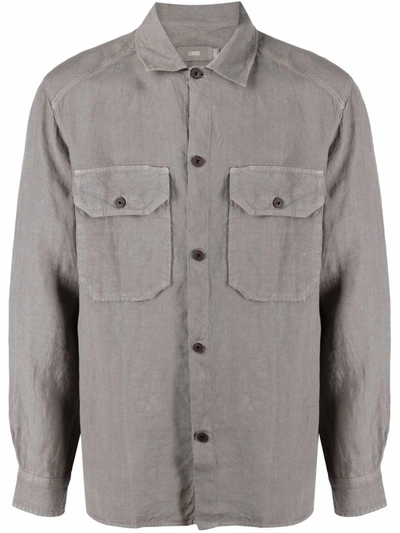 Closed Linen Button-up Work Shirt In Grey