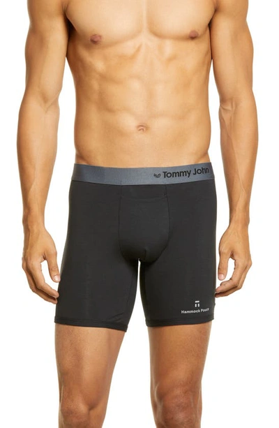 Tommy John Cool Cotton Hammock Pouch(tm) Mid-length Boxer Briefs In Black