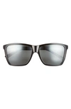 Maui Jim Cruzem 57mm Polarizedplus2® Rectangular Sunglasses In Black Gloss/ Neutral Grey