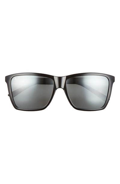 Maui Jim Cruzem 57mm Polarizedplus2® Rectangular Sunglasses In Black Gloss/ Neutral Grey