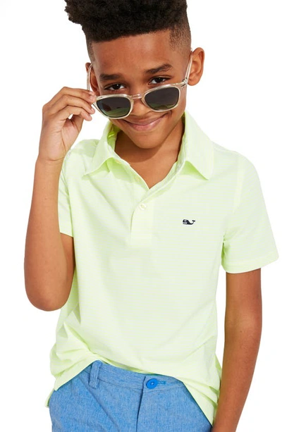 Vineyard Vines Kids' Bradley Stripe Sankaty Performance Polo In Laser Lemon/ White