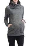 Kimi And Kai 'thea' Zip Collar Maternity Sweatshirt In Gray