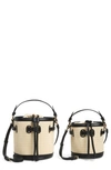 Mali + Lili Gina Set Of 2 Twinning Straw Bucket Bags In Black/ Natural