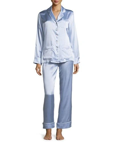Olivia Von Halle Coco Sky Long Silk Pajama Set