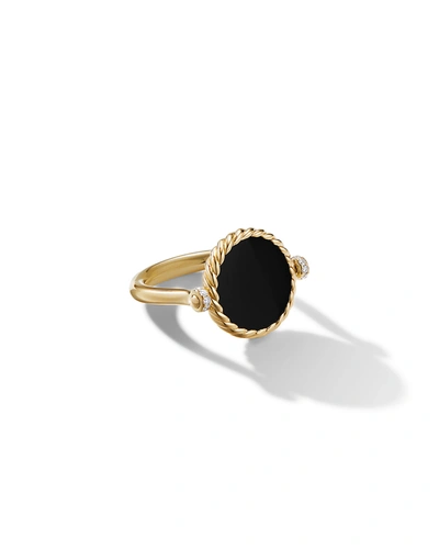 David Yurman Women's Dy Elements Swivel Ring In 18k Yellow Gold With Black Onyx Reversible To Mother Of Pearl And