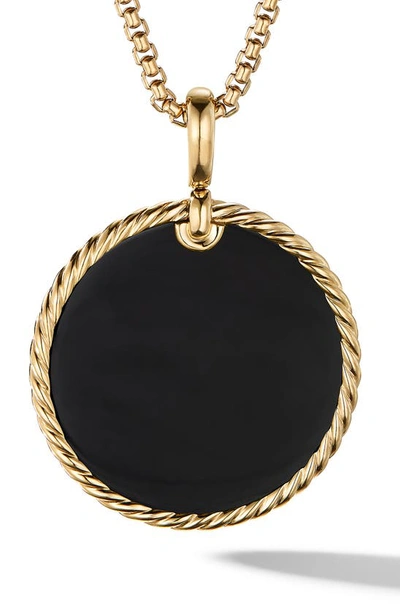 David Yurman 18k Yellow Gold Dy Elements Disc Pendant With Black Onyx & Mother-of-pearl