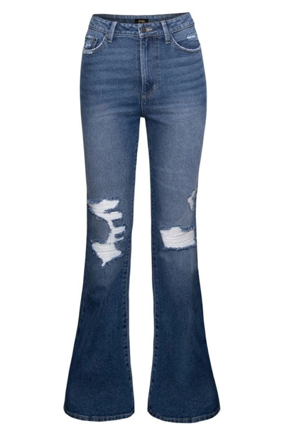 Afrm Kayne Distressed Flare Jeans In Medium Sunland Wash