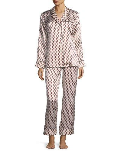 Olivia Von Halle Lila Brooke Long Silk Pajama Set In Multi Pattern