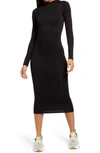 Naked Wardrobe Long Sleeve Midi Pencil Dress In Black