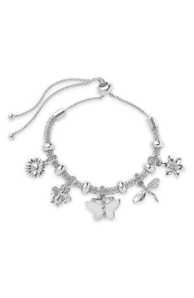 Sterling Forever Garden Slider Charm Bracelet In Silver