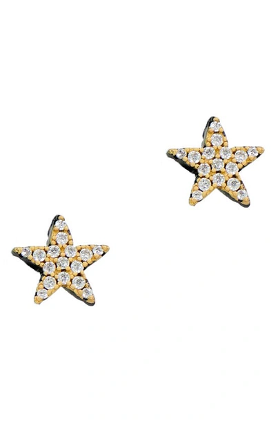 Freida Rothman West Point Star Stud Earrings In Gold And Black