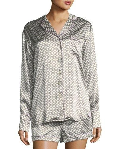 Olivia Von Halle Alba Six Short Silk Pajama Set In Multi Pattern