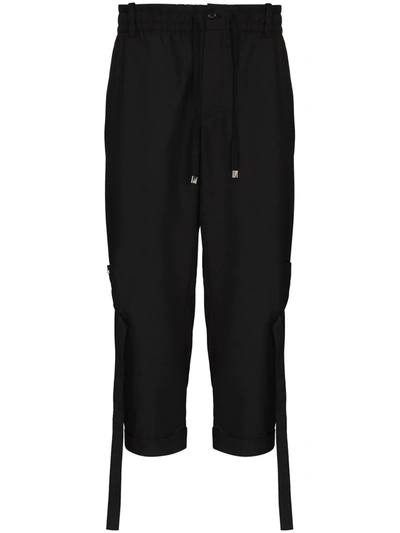 Dolce & Gabbana Black Tie Cuff Cropped Trousers In Schwarz