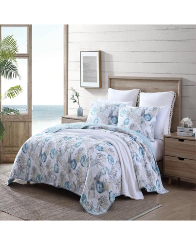 Tommy Bahama Freeport Blue Reversible 2-piece Twin Quilt Set Bedding In Open Medium
