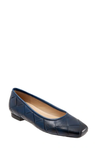 Trotters Hanny Womens Round Toe Slip On Ballet Flats In Blue