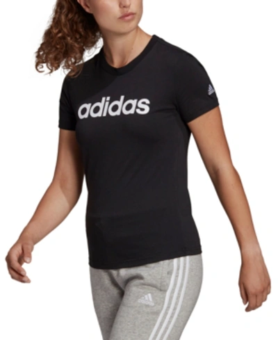 Adidas Originals Adidas Women's Essentials Cotton Linear Logo T-shirt In Legend Ink,white