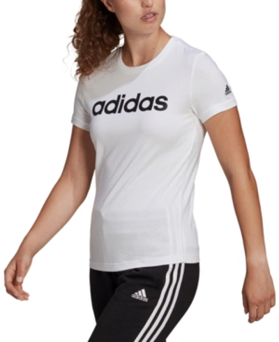 Adidas Originals Adidas Women's Essentials Cotton Linear Logo T-shirt In White