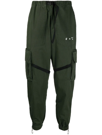 Off-white Parachute Logo-print Cargo Pants In Kombu Green