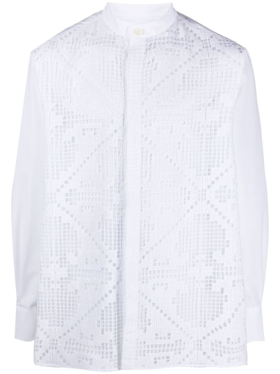 Valentino Pointelle-knit Cotton Shirt In White