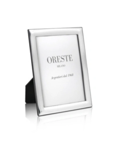 Oreste Milano 4x6 Light Hammered Narrow Board Silver Plated Picture Frame On A Black Lacquered Wooden Back