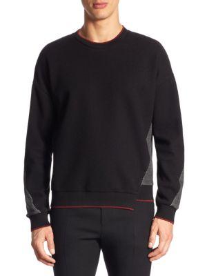 Solid Homme Colorblocked Cotton Sweatshirt In Black | ModeSens