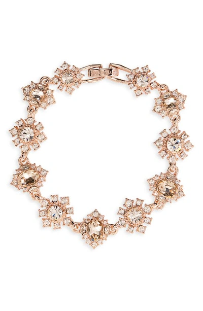 Marchesa Rose Gold-tone Crystal Cluster Flower Flex Bracelet