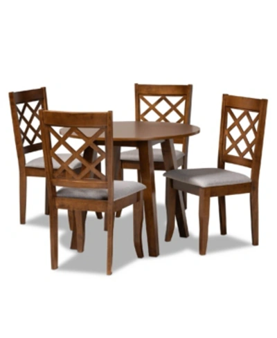 Baxton Studio Adara Modern And Contemporary Fabric Upholstered 5 Piece Dining Set In Grey