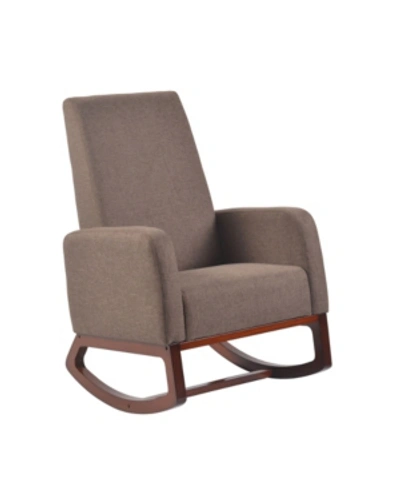 Artiva Usa Home Deluxe Modern Solid Wood Rocking Chair With Padded Seat And Arm In Brown