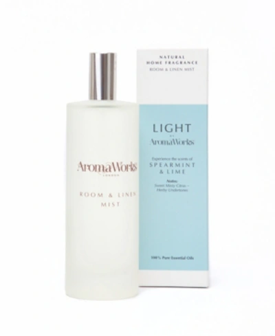 Aromaworks Light Range Spearmint And Lime Room And Linen Mist, 100 ml In Baby Blue