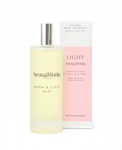 Aromaworks Light Range Basil And Lime Room Linen Mist, 100 ml In Pink