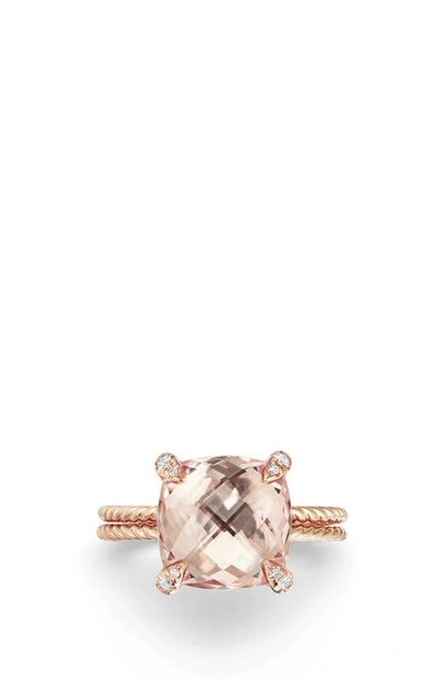 David Yurman Chatelaine Ring With Morganite And Diamonds In 18k Rose Gold, 11mm