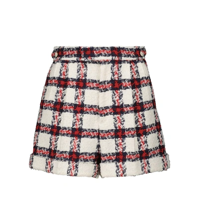 Gucci Web Wool Blend Tweed Shorts In White