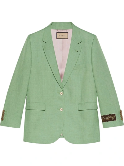 Gucci Single-breasted Jacket In Linen And Viscose In Green