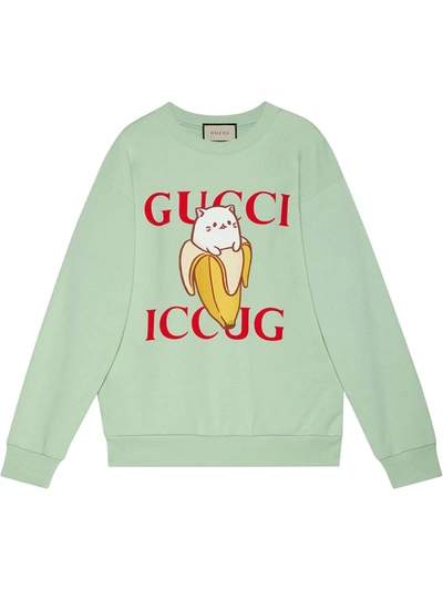 Gucci Green Bananya Printed Cotton Sweatshirt