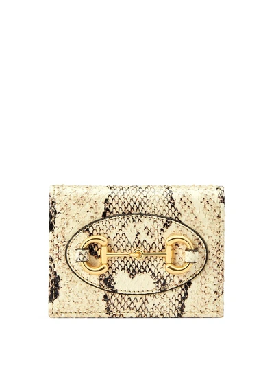 Gucci Horsebit 1955 Python Wallet In Beige