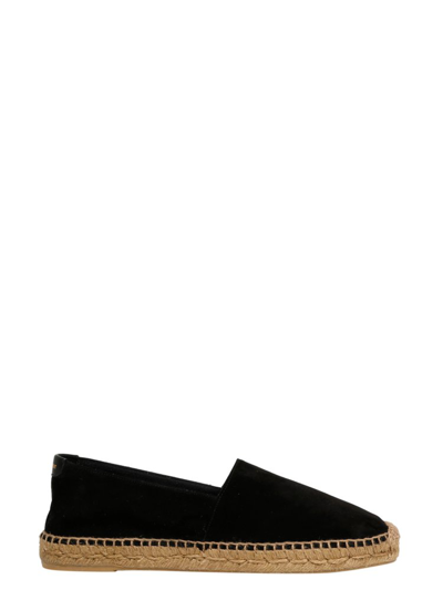 Saint Laurent Suede Raffia-sole Espadrilles In Black