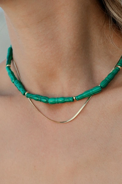 Alesya  Orlóva Malachite Stick Necklace In Green