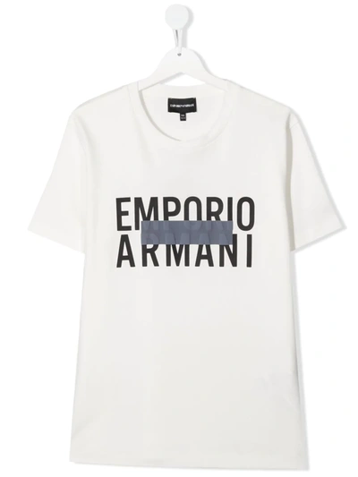 Emporio Armani Kids' Logo印花t恤 In White