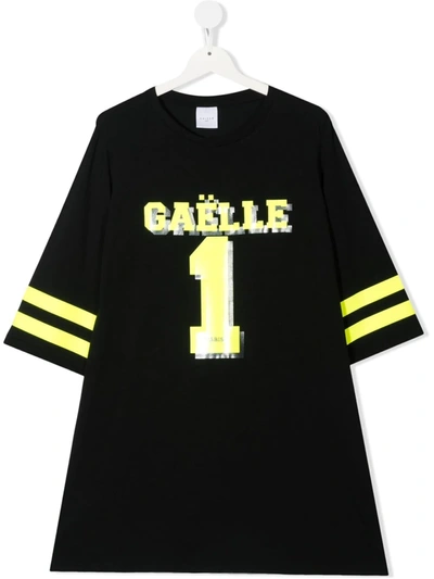 Gaelle Paris Teen Logo-print T-shirt Dress In Black