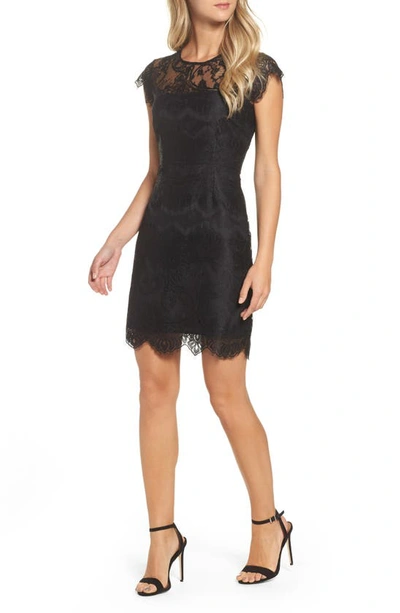 Bb Dakota Jayce Lace Sheath Cocktail Dress In Black
