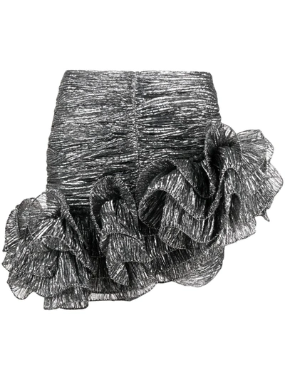 Isabel Marant Treva Asymmetric Ruffled Plissé-lamé Mini Skirt In Silver